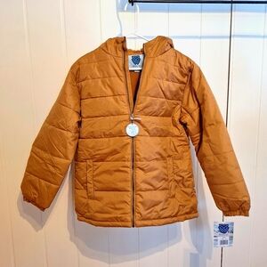 NWT Whales Tail Puffer Jacket Size 18 Brown w Hood Winter Coat